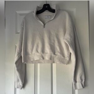 TNA Off-White Quarter-Zip Cropped Hoodie